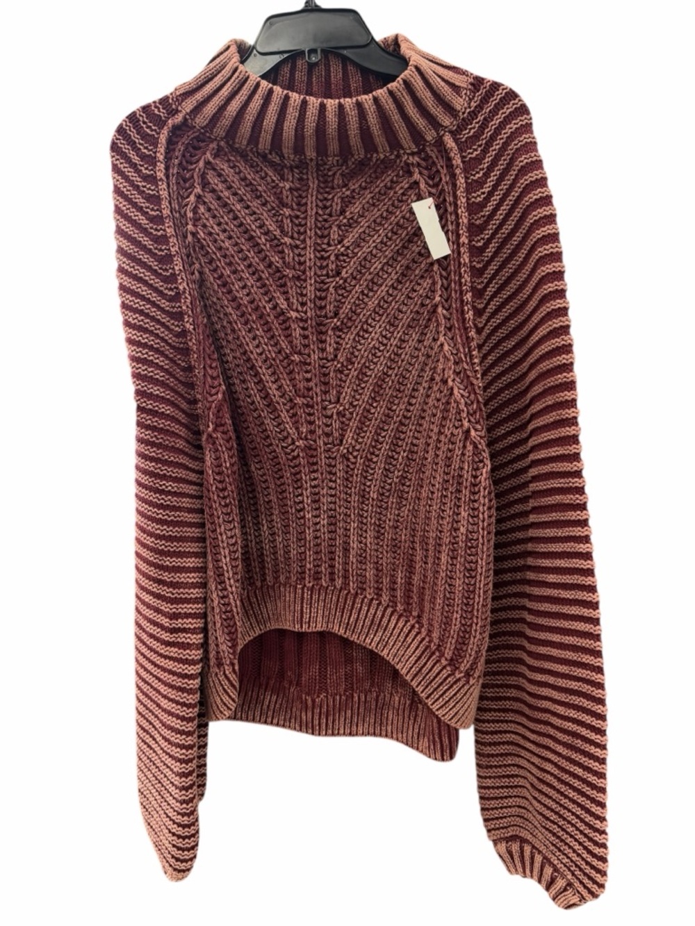 Free People Sweetheart Rib Chunky Sweater XL Garnet Mock Neck Cozy Knit - Picture 2 of 5